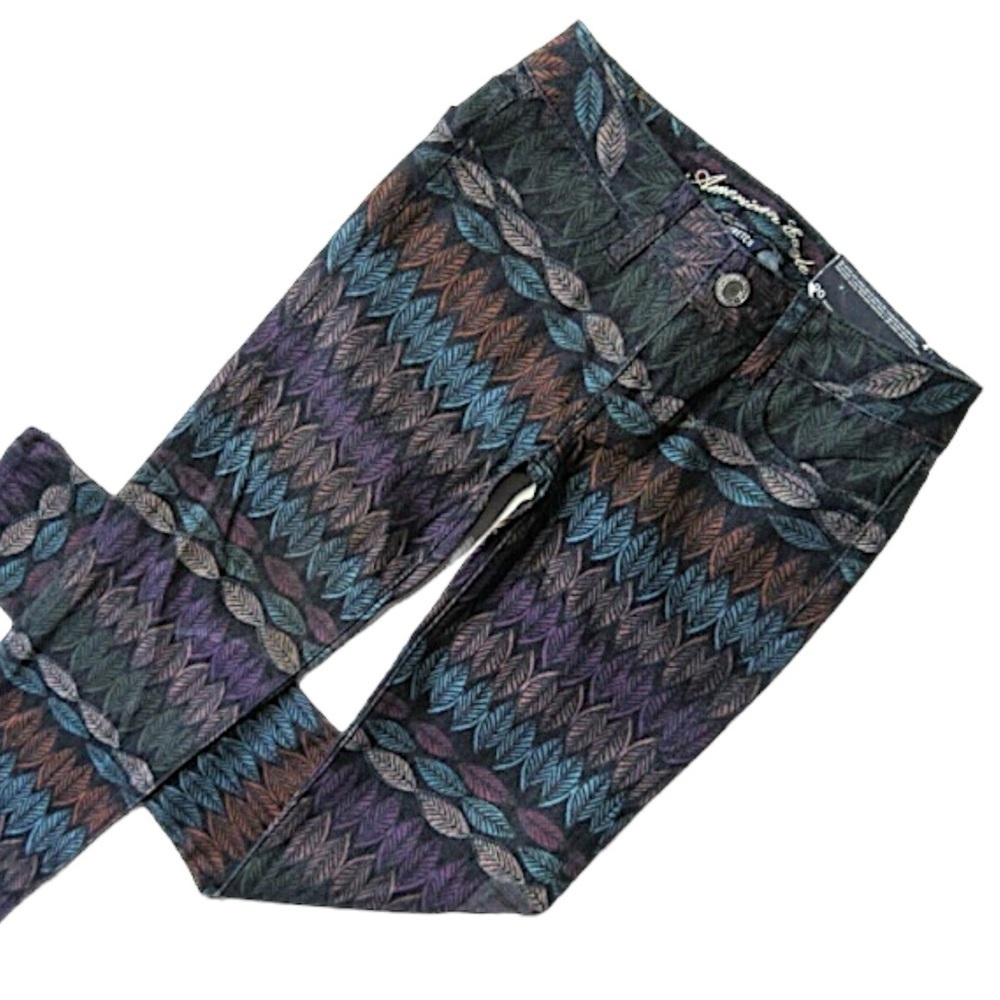 American Eagle Outfitters Multicolor Leaf Pattern Jeans Size 8 New with Tags